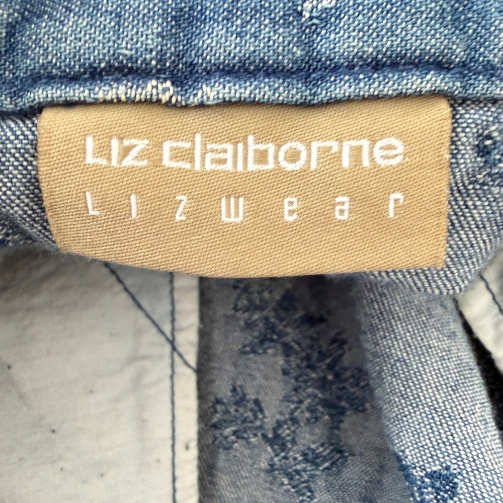 Liz Claiborne Denim Maxi Skirt 6 Floral Print Cotton Boho Western Cowgirl 90s - Picture 7 of 11